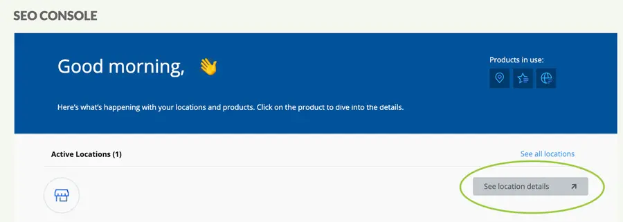 View Location Details SEO console